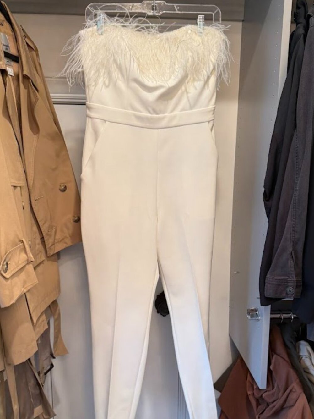 SAYLOR Ivory Bridal Feather Janae Jumpsuit | Size 4